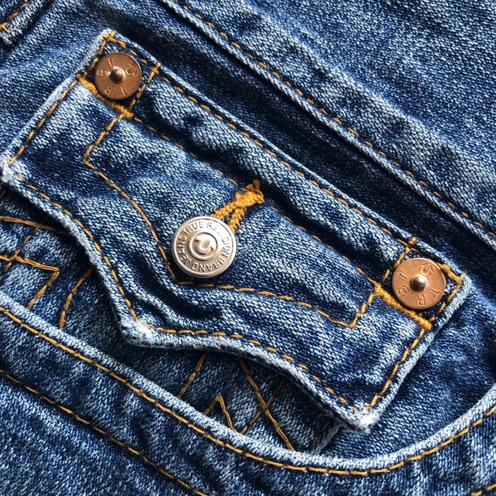 True Religion Men’s Size 34 Section Flap Regular Straight Blue Denim Jeans Pants
